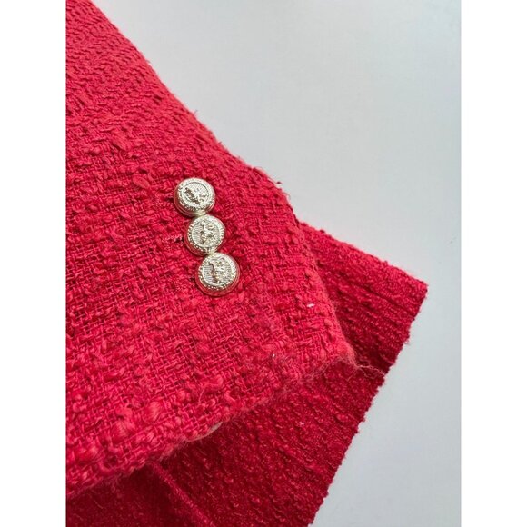 ZARA Red Boucle Tweed Double Breasted Kate Middleton Blazer Suit Jacket, Size XS - Picture 9 of 16
